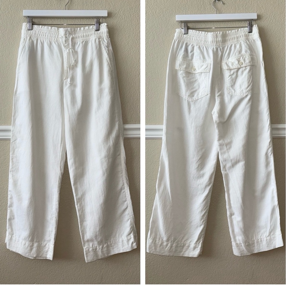 LIKE NEW Gap Linen Wide Leg White Pants Beachy Coastal Resort Size 8